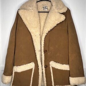 Women's Tan Shearling Puffer Coat